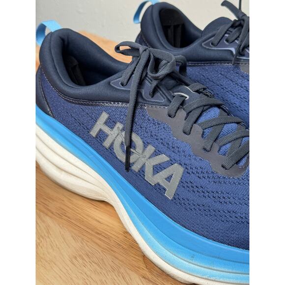 HOKA One One Bondi 8 Blue Running Shoes Men’s Size 13D - Picture 2 of 15
